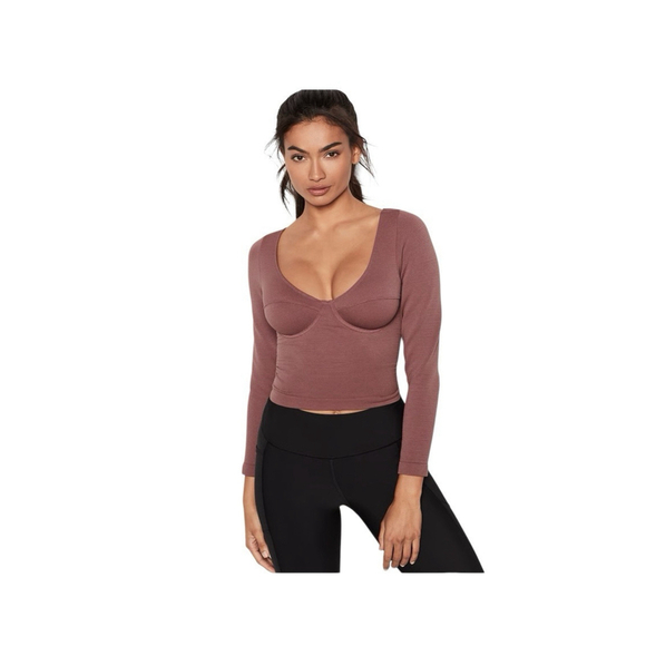 Victoria's Secret Tops - Victoria's Secret Corset Top Sz XL  Pink Cropped Stretchy Built-in Underwire Bra